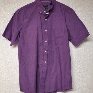 Men's Purple Short Sleeve Van Heusen Shirt Size 14'-14 1/2" Casual Button Down
